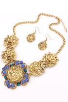 Oasap Lion Bib Necklace With Matched Earrings