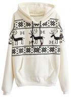 Oasap Casual Christmas Deer Kangaroo Pocket Pullover Hoodie