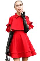 Oasap Detachable 2pcs Cape Vest Dress Matching Set