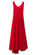 Oasap Goddess Solid Red Backless Maxi Dress