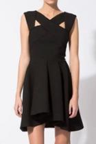 Oasap Solid Color Cross Strap Fit Flare Dress