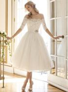 Oasap Off Shoulder Half Sleeve A-line Lace Cocktail Dress