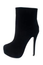 Oasap Faux Suede Solid Black Stiletto Platform High Heels