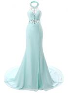 Oasap Women's Rhinestone Trim Side Slit Prom Dress