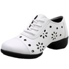 Oasap Round Toe Hollow Out Lace-up Split Sole Dance Shoes