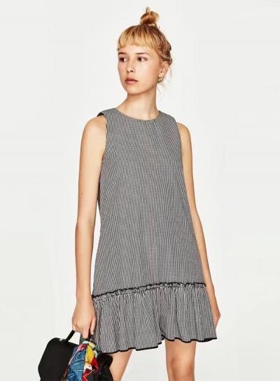 Oasap Fashion Plaid Sleeveless Loose Dress