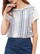 Oasap Women's Casual Short Sleeve Print High Low Summer Pullover Tee