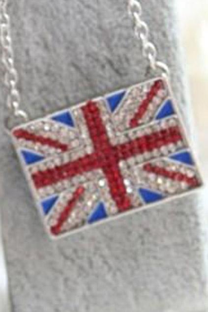 Oasap Rhinestone Embellished Union Jack Necklace