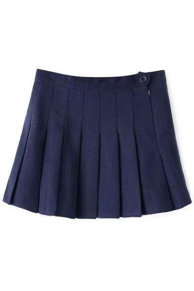 Oasap Chic Solid Pleated Mini Skirt