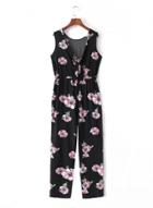 Oasap Sleeveless Floral Print Lace-up Jumpsuit