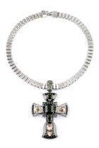 Oasap Vintage Rhinestoned Cross Necklace
