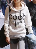 Oasap Fashion Letter Printed Loose Pullover Hoodie