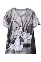 Oasap Cute Cartoon Deer Print Short Sleeve Tee