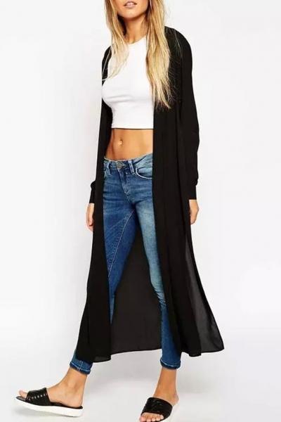 Oasap Popular Solid Open Front Blouse