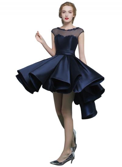 Oasap Women's Sweet Asymmetric Mesh Paneled Cocktail Dress