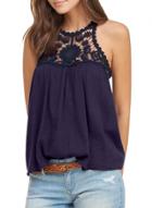 Oasap Women Floral Lace Crochet Sleeveless Loose Fit Top