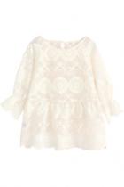 Oasap Demure Solid Beige Scalloped Trim Top