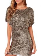 Oasap Women's Sequin Trim Backless Slit Sleeve Bodycon Dress