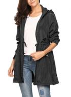 Oasap Fashion Solid Long Sleeve Full Zip Hooded Coat
