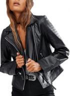 Oasap Women's Punk Style Pu Leather Motorcycle Jacket
