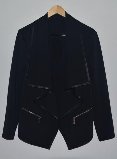 Oasap Zipper Loose Turn Down Collar Coats