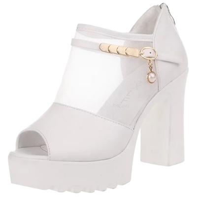 Oasap Peep Toe Platform Mesh High Block Heels Sandals