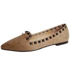 Oasap Pointed Toe Rivet Flat Heels Shoes