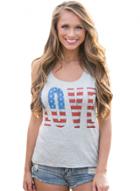 Oasap Love The Stars And Stripes Casual Grey Tank Top For Women