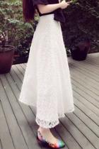 Oasap Chic Floral Print Lace Elastic Waist Maxi Skirt