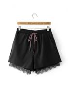 Oasap High Waist Lace Trimming Shorts
