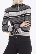 Oasap Modern Striped Slim Fit Mock Neck Knitted Pullover Sweater