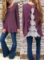 Oasap Fashion Long Sleeve Back Slit Irregular Tee