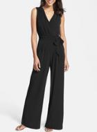 Oasap V Neck Sleeveless Jumpsuit With Belt