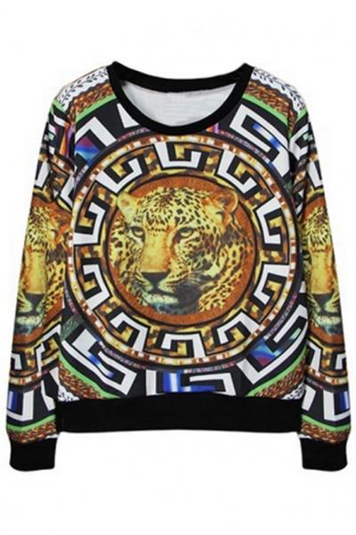 Oasap Vintage Leopard Pattern Sweatshirt