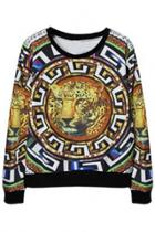 Oasap Vintage Leopard Pattern Sweatshirt