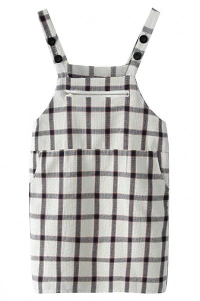Oasap Classic Plaid Suspender Mini Shift Dress