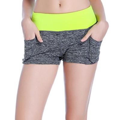 Oasap Women's Wide Waistband Skinny Yoga Shorts With Pockets