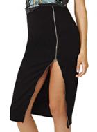 Oasap Women's Fashion Black Zipper Front Slit Pencil Skirt