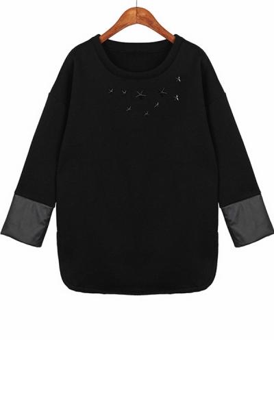Oasap Street-chic Star Fleece Sweater