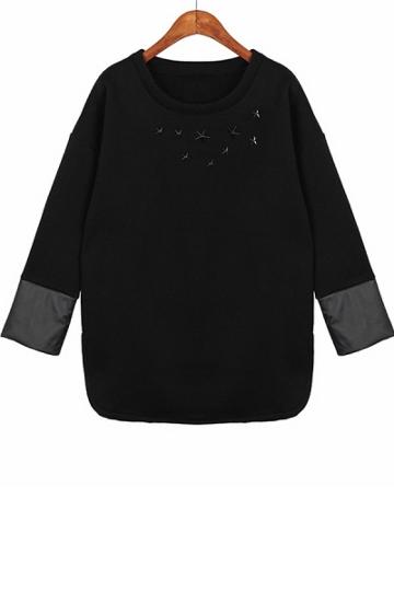 Oasap Street-chic Star Fleece Sweater