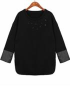 Oasap Street-chic Star Fleece Sweater