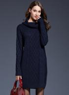 Oasap High Neck Knitted Long Sleeve Pullover Long Sweater