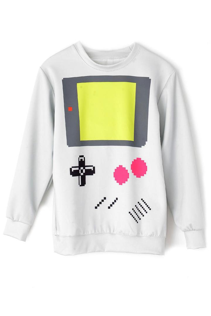 Oasap Grey Digital Calculator Print Sweatshirt