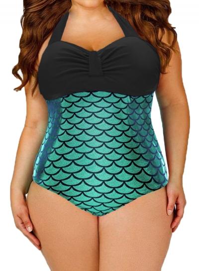 Oasap Women's Bralette Splice Metallic Mermaid Monokini