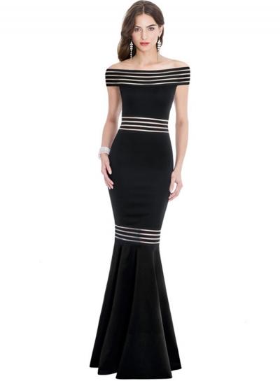 Oasap Off Shoulder Maxi Mermaid Evening Dress