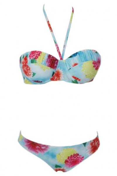 Oasap Flourish Print Halterneck Bikini Swimsuit