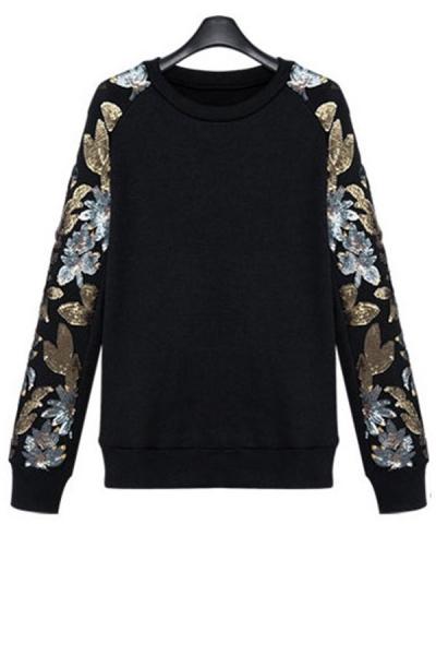Oasap Vintage Sequined Sweatshirt