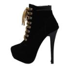 Oasap Round Toe Lace Up Stiletto Heels Ankle Boots
