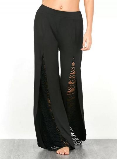 Oasap Lace Panel High Waist Wide Leg Jumpsuit