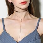Oasap Lariat Sequins Vertical Bar Pendant Long Chain Choker Necklace